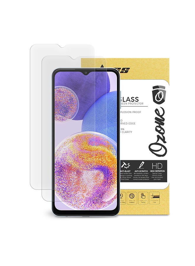 O Ozone Tempered Glass for Samsung Galaxy A23 Screen Protector HD Full Coverage - Pack of Two - Clear - Image 1