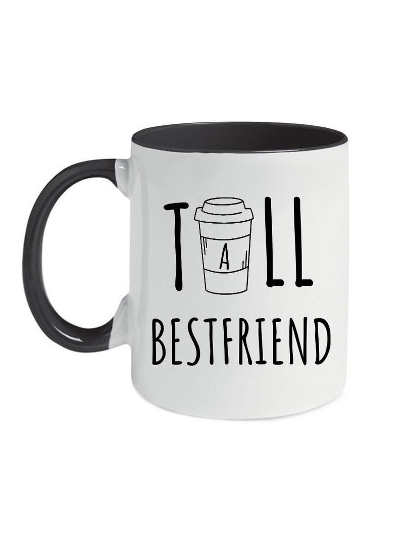 MEC Tall Short Best Friend Print Coffee Mug 11 Oz Black Handle  - Image 1