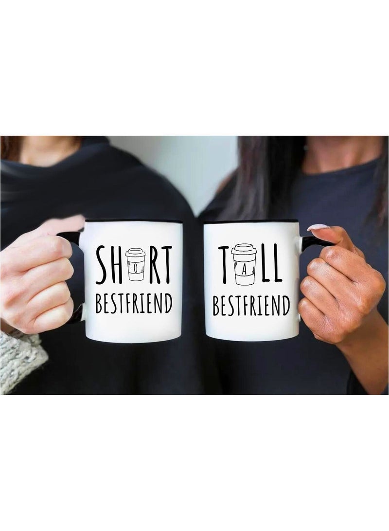 MEC Tall Short Best Friend Print Coffee Mug 11 Oz Black Handle  - Image 3