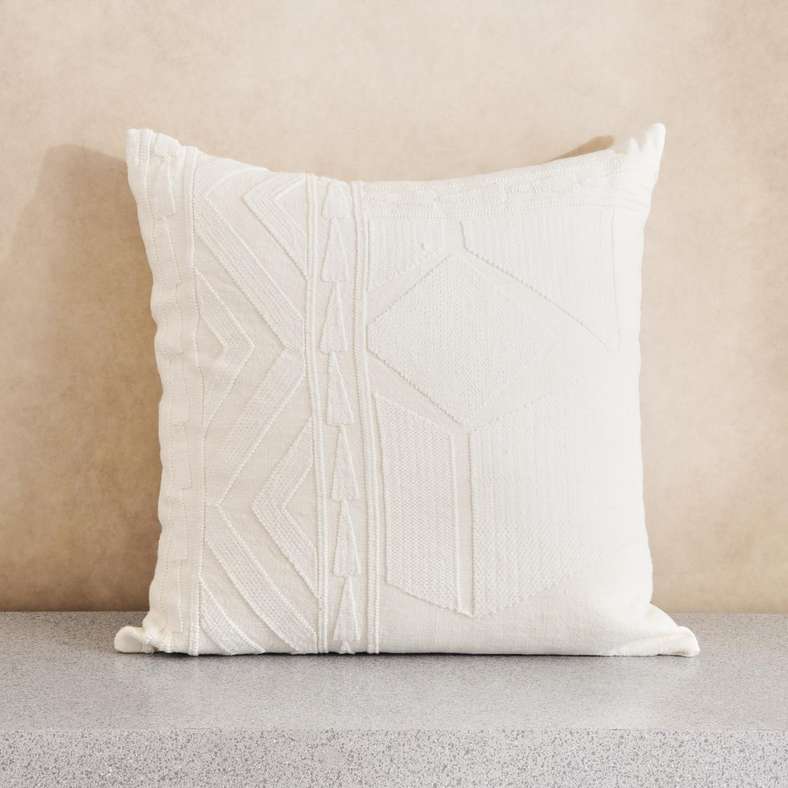Pan Home Ivory Embroidered Cushion 50x50cm