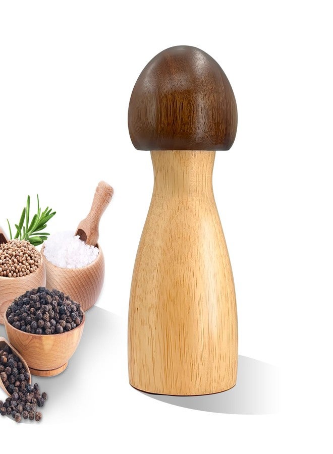 FALESHOS Wooden Pepper Grinder, Mushroom Shaped Mill with Ceramic Mechanism - 5 Inch Adjustable Coarseness Salt and Pepper Grinder Set, Refillable Kitchen Gadget, Perfect Birthday & Housewarming Gift - Image 1