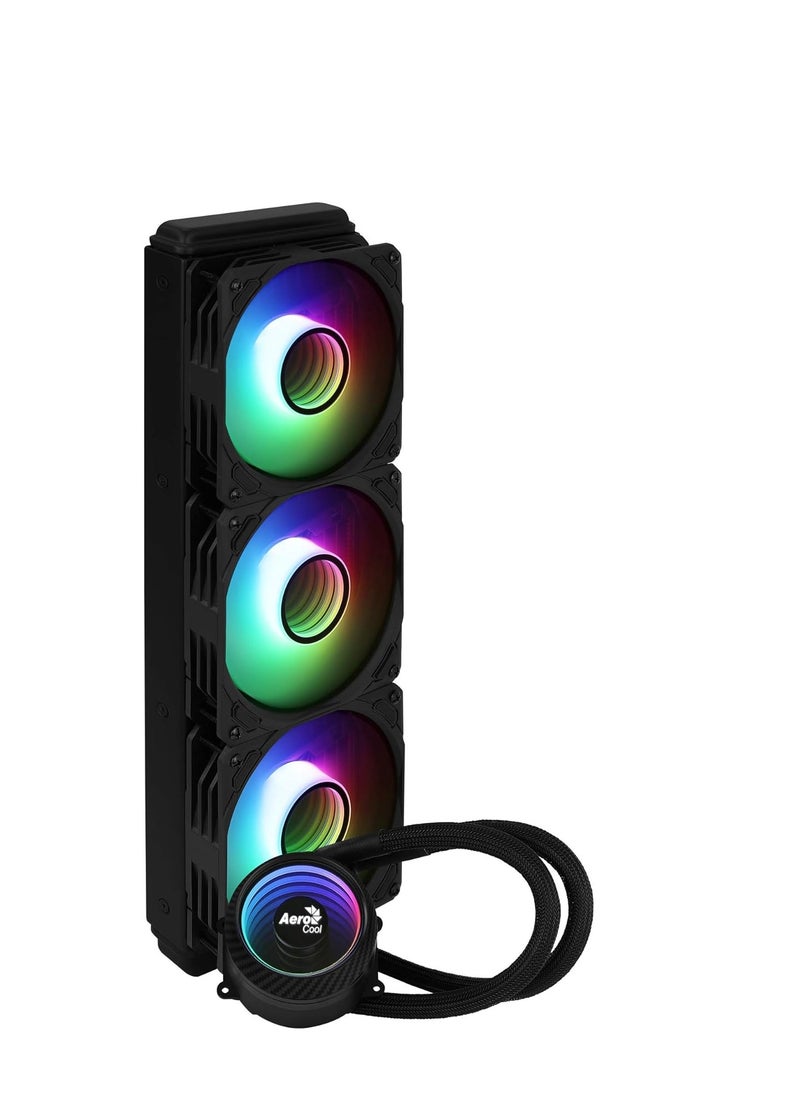 إيروكول مبرد سائل Aerocool Mirage L360، مقاس 360 مم ARGB، تصميم Infinity Mirror RGB، مراوح RGB قابلة للتوجيه صامتة، كتلة مياه من النحاس الخالص بتصميم قناة دقيقة  - Image 2