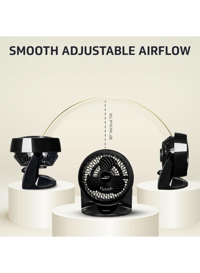 V-Guard Spinny Pro 180 mm Table & Wall Fan | 2100 RPM High-Speed Motor | 353 CFM Airflow | 3 Speed Settings | 90° Adjustable Tilt | Energy-Efficient 30 W | Durable ABS Build | Black - Image 3