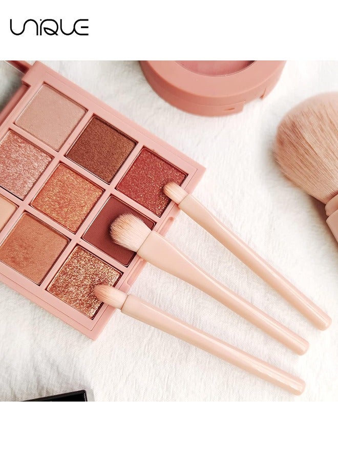 يونيك 2 مجموعات مجموعة ماكياج فرشاة السفر ، 4 في 1 البسيطة المحمولة فرشاة الشفاه الأساس مزج مسحوق فرشاة ظلال العيون للنساء الوجه قابل للسحب مجموعة (وردي + أخضر) - Image 5