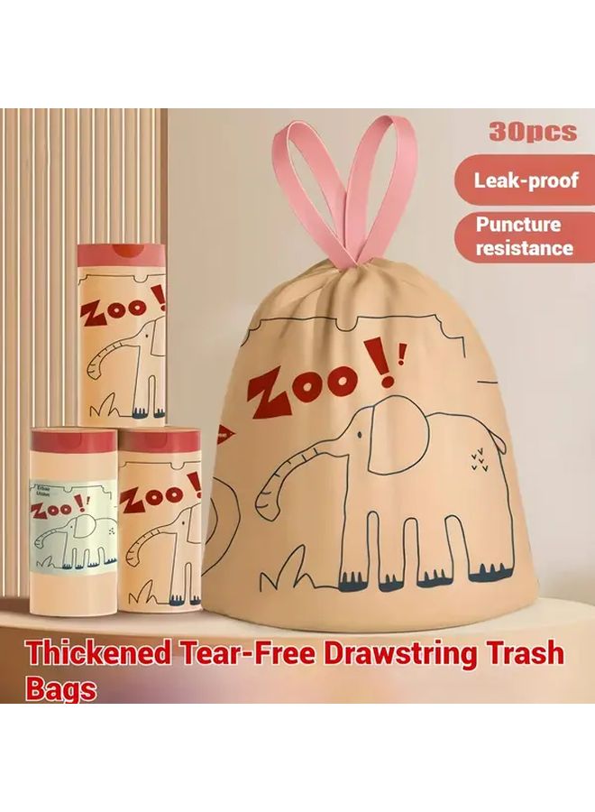 30pcs Cartoon Elephant Drawstring Garbage Bags Thick Large For Home Kitchen Bathroom - Image 1
