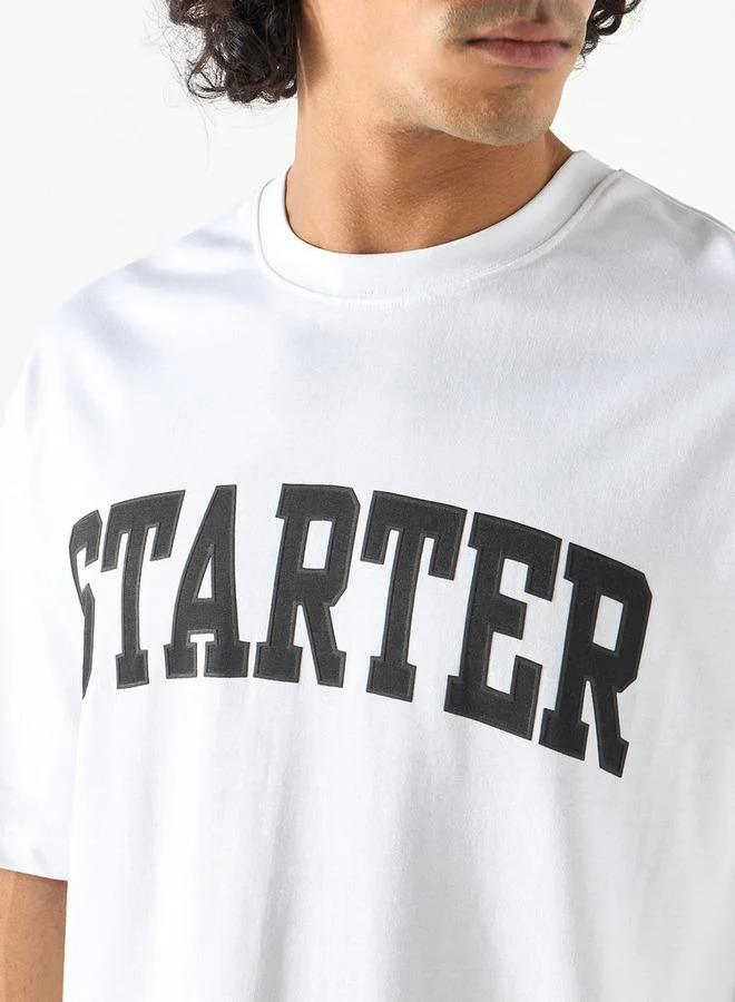 STARTER Starter Logo Print Crew Neck T-shirt with Short Sleeves