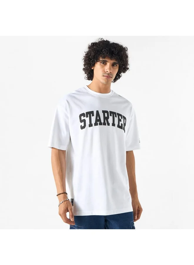 STARTER Starter Logo Print Crew Neck T-shirt with Short Sleeves