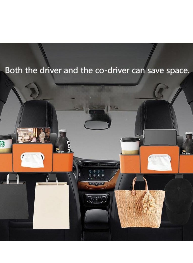 Car Back Seat Multi-Functional Storage Box – Tissue Holder, Cup Holder, Hanging Hooks & Organizer Pouch for Car Seat Back, Easy Clip-On Installation  Car Seat Back Tissue Box & Storage Organizer – Multi-Purpose Rear Seat Holder with Tissue Pocket, Storage Bag, and Convenient Clip Installation  - Image 3