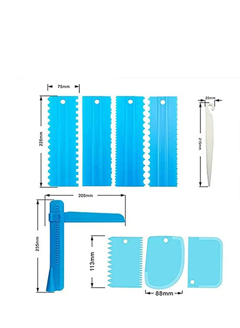 Y&D Cake Scraper, Set of 9 Packs Scraper Decorating Comb Icing Smoother for Plastic Baking Edge Kitchen Mold DIY Tool (Blue)  - Image 2