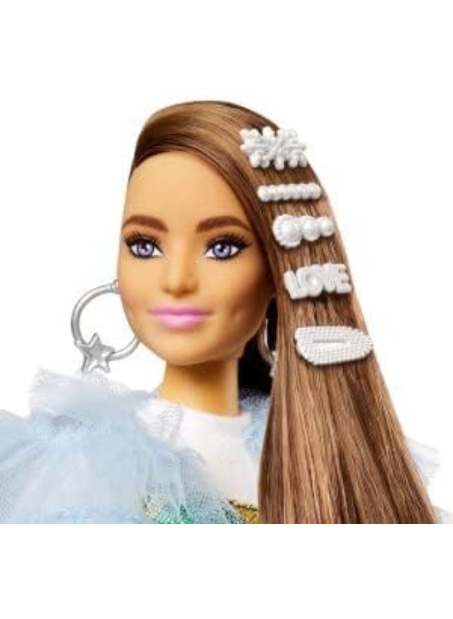 Barbie Extra Doll #9 in Blue Ruffled Jacket with Pet Crocodile for Kids 3 Years Old & Up - Image 2