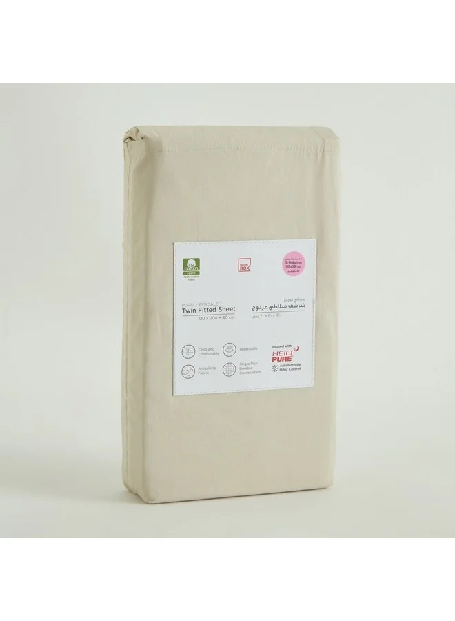 Home Box Purely-percale 300TC Double Fitted Sheet 200 x 40 x 140 cm