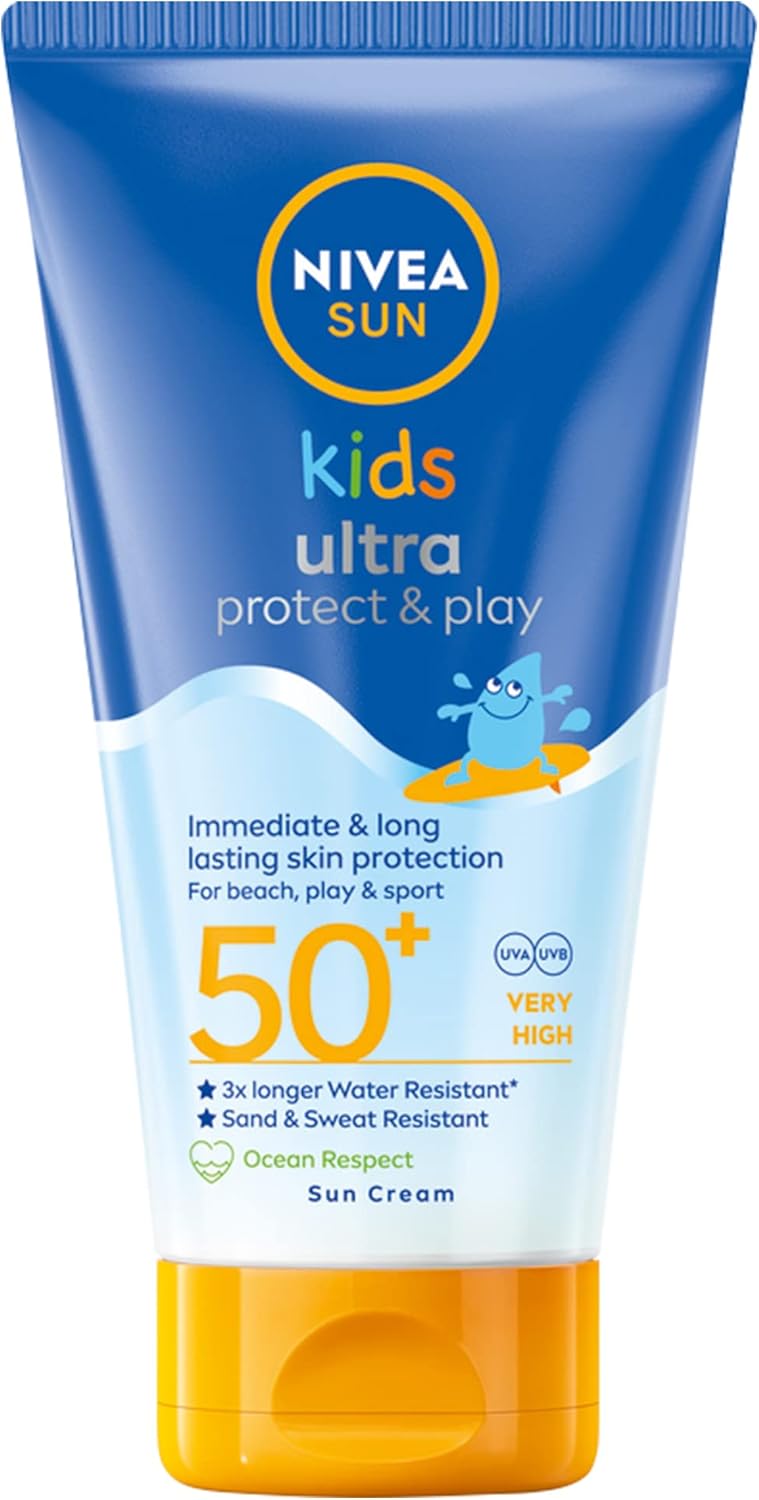 NIVEA SUN لوشن الأطفال، حماية من UVA و UVB، للسباحة واللعب، SPF 50+، 2 × 150 مل