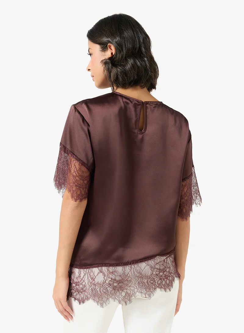 Only Onlindona Satin Lace Woven Top