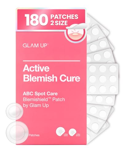 GLAM UP Hydrocolloid Blemish Pimple Zit Patches180PCS2Size  Invisible Ultra Thin Spot Cover Stickers for Face and Skin Strong Waterproof and Adhesive Overnight Veganfriendly
