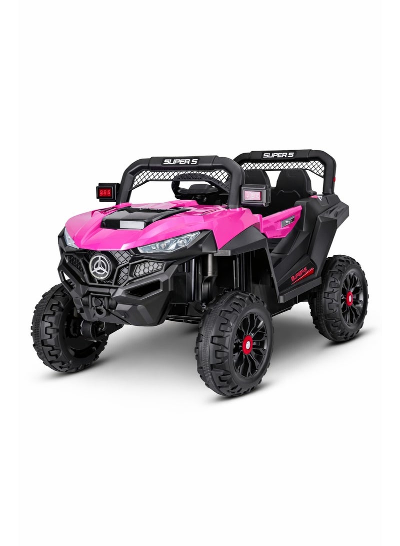 12V Kids Ride On Electric Car with Remote Control, 4WD Off-Road SUV, LED Lights, Music Player, USB & AUX, Dual Seat, Battery Powered Toy Car for Boys & Girls 2-8 Years - Image 1