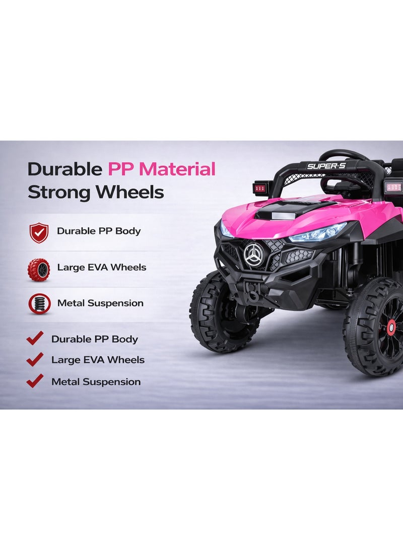 12V Kids Ride On Electric Car with Remote Control, 4WD Off-Road SUV, LED Lights, Music Player, USB & AUX, Dual Seat, Battery Powered Toy Car for Boys & Girls 2-8 Years - Image 3