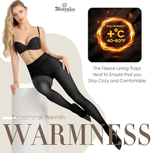 Wearslim Stylish Thermal Leggings for Women, Black Winter Wear Fleece Lined Translucent Warm Tights for Workout & Yoga, Soft Fur Semi Opaque Thermal Gym Pants - (Size: 26 to 34) Inch - Zed Black - Image 4