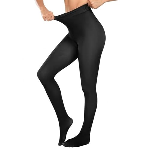 Wearslim Stylish Thermal Leggings for Women, Black Winter Wear Fleece Lined Translucent Warm Tights for Workout & Yoga, Soft Fur Semi Opaque Thermal Gym Pants - (Size: 26 to 34) Inch - Zed Black - Image 1