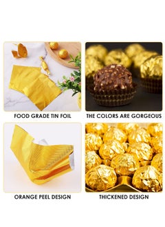 KASTWAVE Foil Candy Wrappers, 300 Pieces 4x4 inches Golden Aluminium Foil Candy Wrappers Square Chocolate Molds Sugar Tin Foil Wrappers for DIY Candy Chocolate Packaging by Party Wedding Birthday  - Image 2