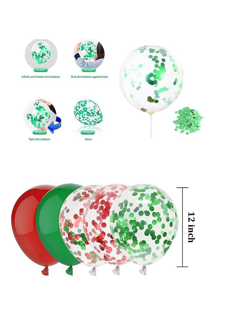 Boxwoods 65 PCS Of Red And Green Latex Balloons With Confetti  - Image 3