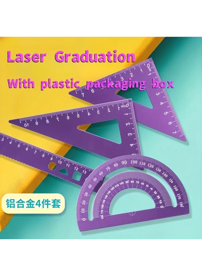 Pink Laser Engraved Metal Calipers Set With Geometric Ruler Triangle And Angle Ruler - Image 4