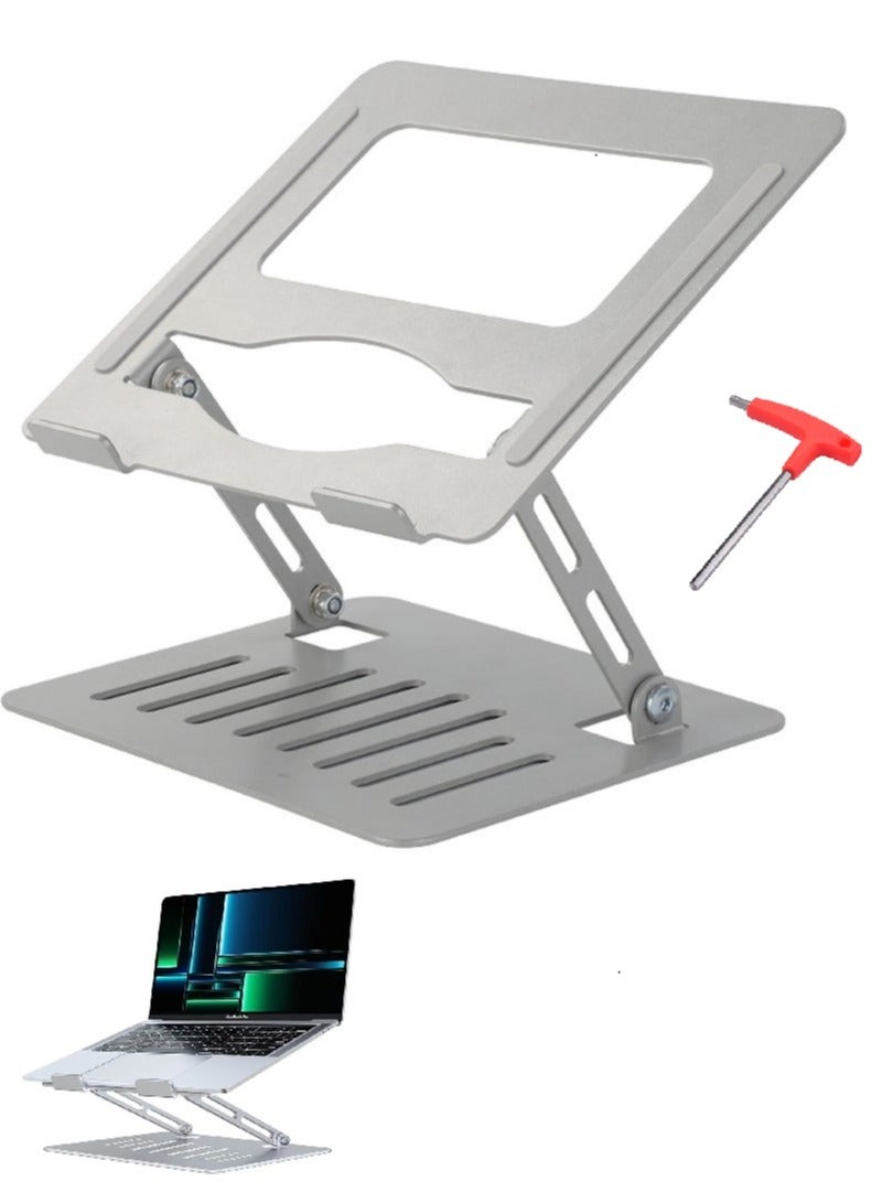 HIAS Foldable Laptop Stand | Aluminum Ergonomic Riser for Desk with Height & Angle Adjustment with Allen Key | Portable Holder with Ventilation for MacBook | Dell, HP, Lenovo 10 to 17 Inch Laptops - Image 1
