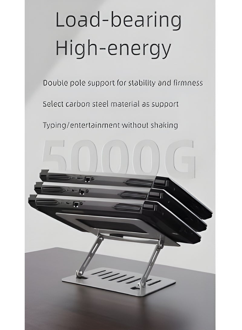 HIAS Foldable Laptop Stand | Aluminum Ergonomic Riser for Desk with Height & Angle Adjustment with Allen Key | Portable Holder with Ventilation for MacBook | Dell, HP, Lenovo 10 to 17 Inch Laptops - Image 2