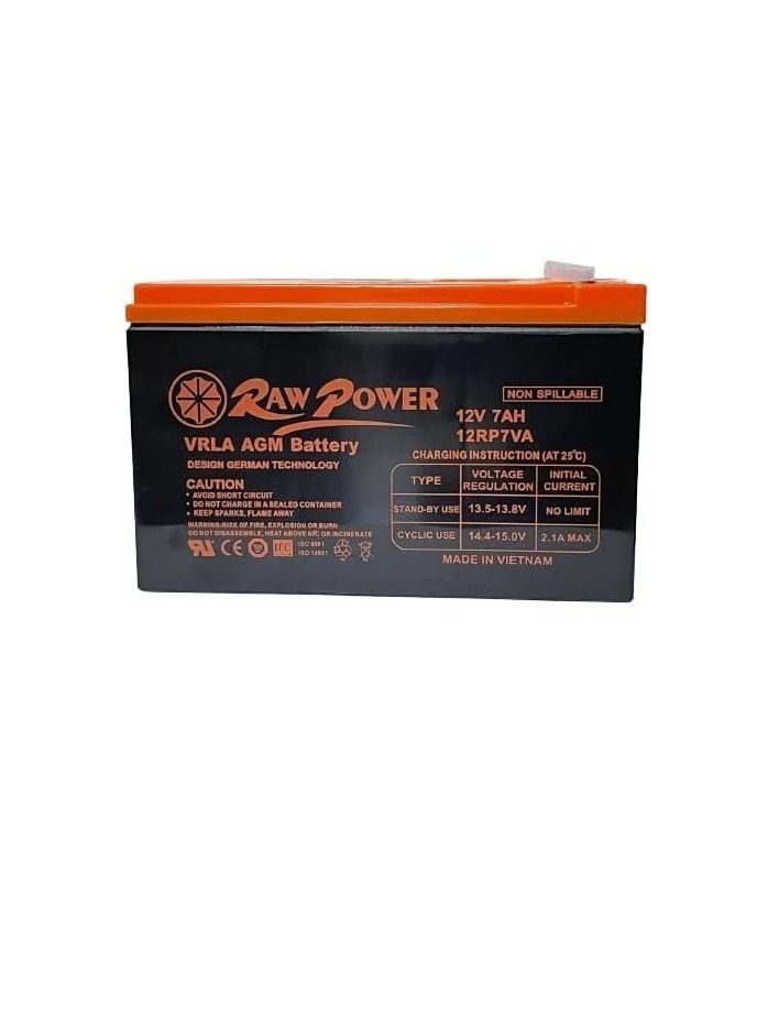 رو باور RawPower VRLA AGM بطارية غير قابلة للانسكاب مصنوعة في فيتنام (12V 7AH - Image 1