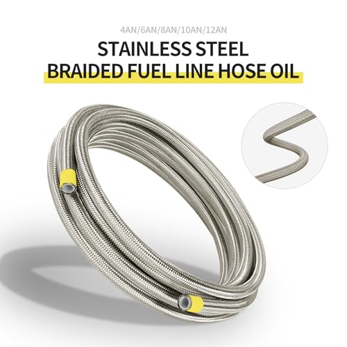 Lagogia 10AN Oil Cooler Hose, 5/8 inch Dia Nylon Braided High Pressure Fuel Line, Silver, 3.6M/12FT - Image 3