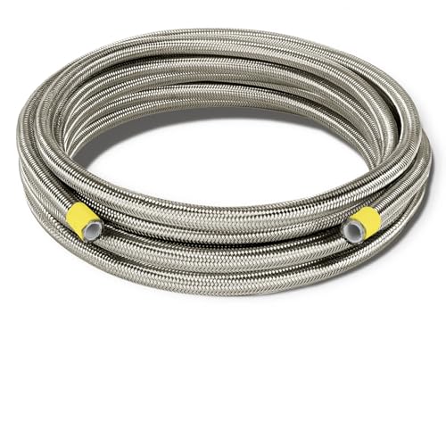 Lagogia 10AN Oil Cooler Hose, 5/8 inch Dia Nylon Braided High Pressure Fuel Line, Silver, 3.6M/12FT - Image 1