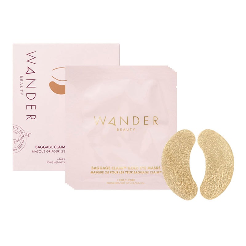 Wander Beauty Baggage Claim - Gold Foil Under Eye Patches For Dark Circles and Puffiness - Under Eye Mask Depuffs & Firms - Brightening Eye Mask for Under Eye Bags (6 Pairs) - Image 1