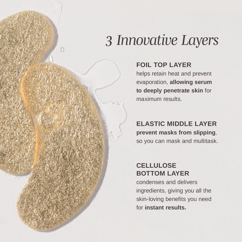 Wander Beauty Baggage Claim - Gold Foil Under Eye Patches For Dark Circles and Puffiness - Under Eye Mask Depuffs & Firms - Brightening Eye Mask for Under Eye Bags (6 Pairs) - Image 2