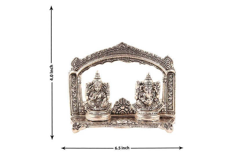 Lavanaya Silver® - Exquisite Silver Plated Ganesh Laxmi Idol with Velvet Box | Perfect for Home Décor, Office, Pooja Room | Ideal for Diwali, Housewarming, Weddings, Anniversaries & Spiritual Gifting - Image 2