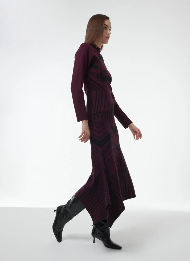 Leem Geometric Jacquard Fitted Knit Top