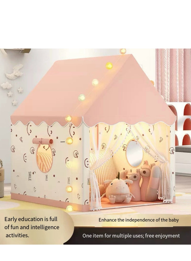 كونودول خيمة لعب للأطفال داخلية، مجموعة بيت لعب للأطفال مع أضواء كرات قطنية، تصميم رأس خيمة وردي بنمط وجه مبتسم، قلعة للأطفال الصغار في الهواء الطلق، هدية عيد ميلاد للأولاد والبنات - Image 1