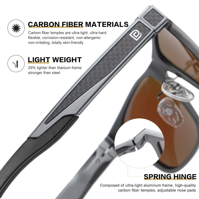 DUCO Polarized Sunglasses for Men Lightweight Carbon Fiber UV400 Protection Square Sun Glasses 8207 - Image 4