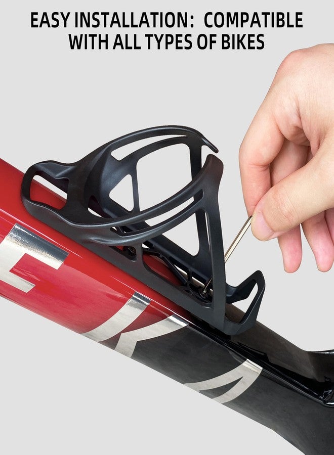 Mixed Bike Water Bottle Cage, Carbon Fiber Reinforced Lightweight Holder with Screws & Tool, Fits Down Tube & Seat Tube, Universal for Road, MTB & Gravel Bikes (Matte Black) - Image 4