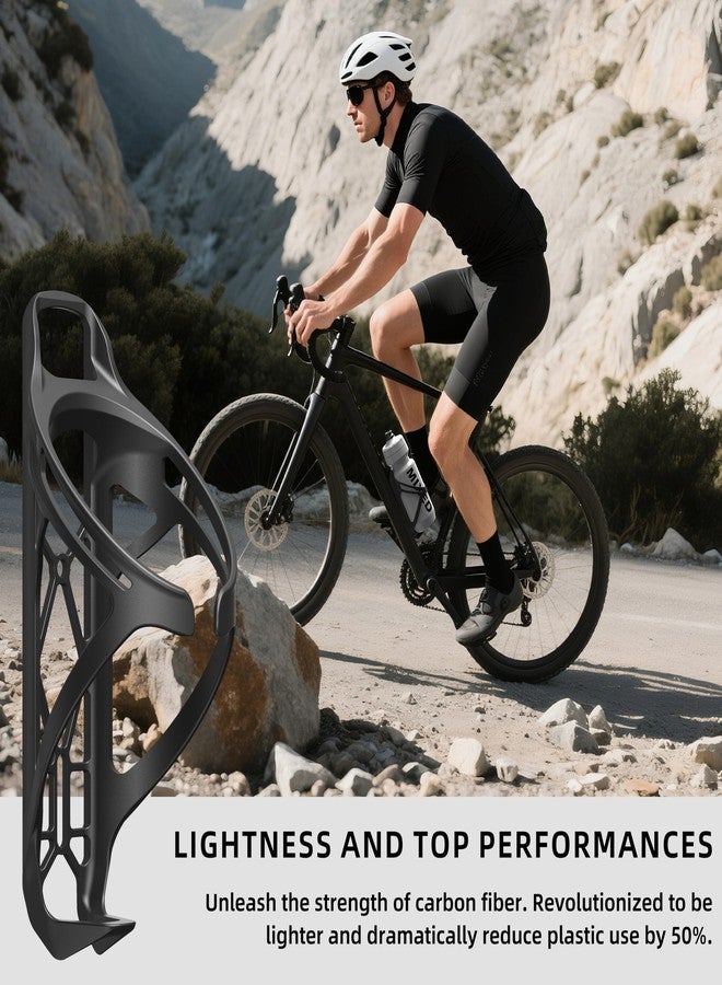 Mixed Bike Water Bottle Cage, Carbon Fiber Reinforced Lightweight Holder with Screws & Tool, Fits Down Tube & Seat Tube, Universal for Road, MTB & Gravel Bikes (Matte Black) - Image 2