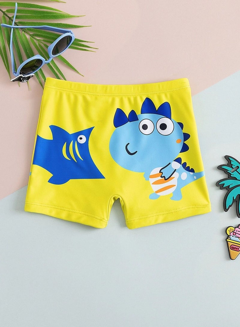 Boys Swim Short Printed Dinosaur And Shark One Piece Swimwear For Kids In Sea Beach Pool  - Image 1