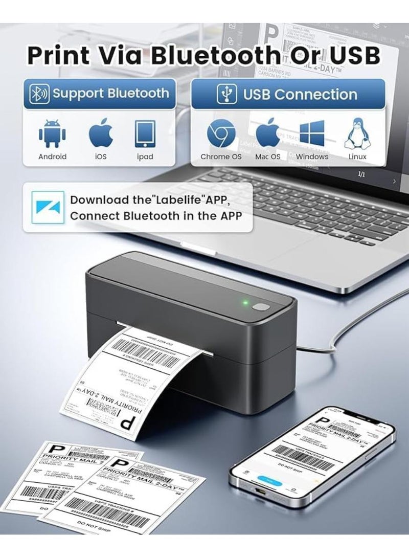 phomemo Shipping Label Printer, 241BT Bluetooth Wireless Thermal Label Maker for Samll Business, Label Printer for Shipping Package, Compatible with iPhone, Android, Amazon, Shopify, UPSP, Gray  - Image 2