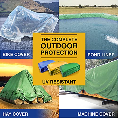 TUFFPAULIN 12FT X 10FT 120 GSM Green Tarpaulin Tirpal Tadpatri Tharpai Thadika, Extra Strong, Reinforced Eyelets, UV Resistant, 100% Waterproof Virgin, 6 Layer MLCL 3D Rib Technology-1 No. - Image 3