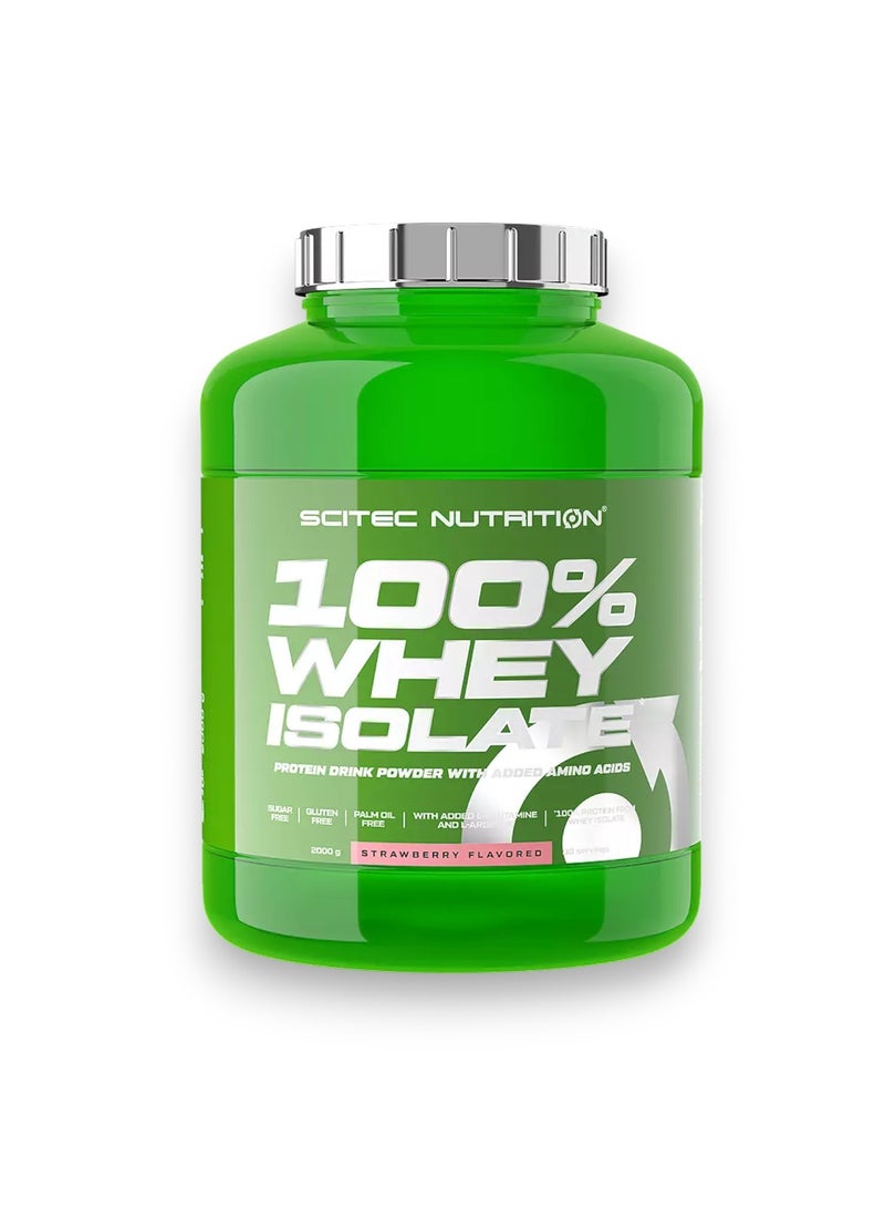 SCITEC NUTRITION مسحوق مشروب بروتين مصل اللبن المعزول بنسبة 100% مع إضافة الأحماض الأمينية، بنكهة الفراولة، 80 وجبة - Image 1