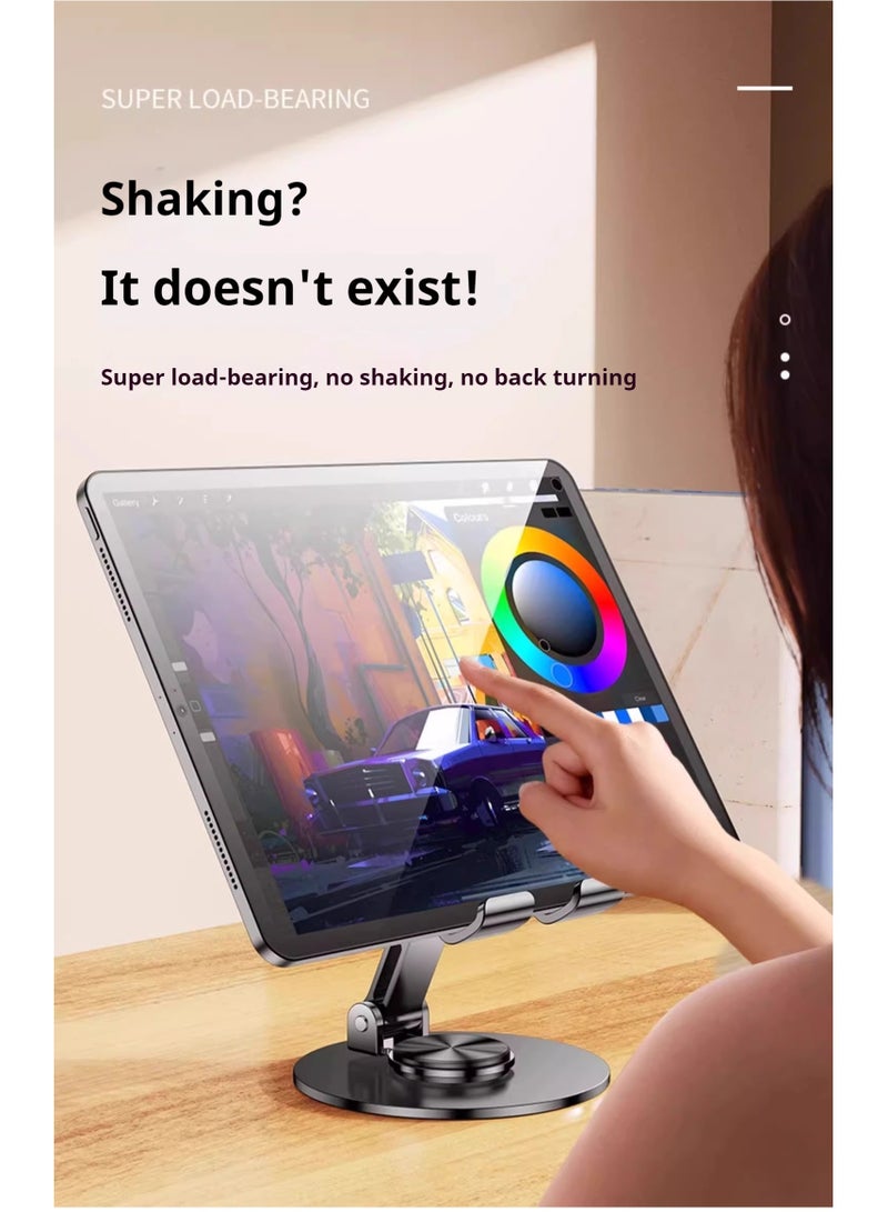 Metal Phone Holder Space Grey 360° Rotatable Desktop Phone Holder, Foldable and Adjustable Aluminum Metal Phone Holder, Compatible with iPhone 14/14 Plus/14 Pro/14 and other handheld tablets - Image 4