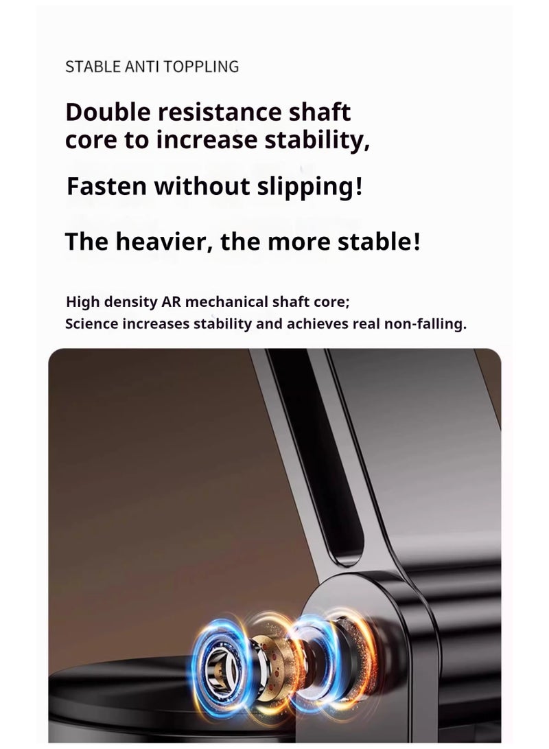 Metal Phone Holder Space Grey 360° Rotatable Desktop Phone Holder, Foldable and Adjustable Aluminum Metal Phone Holder, Compatible with iPhone 14/14 Plus/14 Pro/14 and other handheld tablets - Image 5