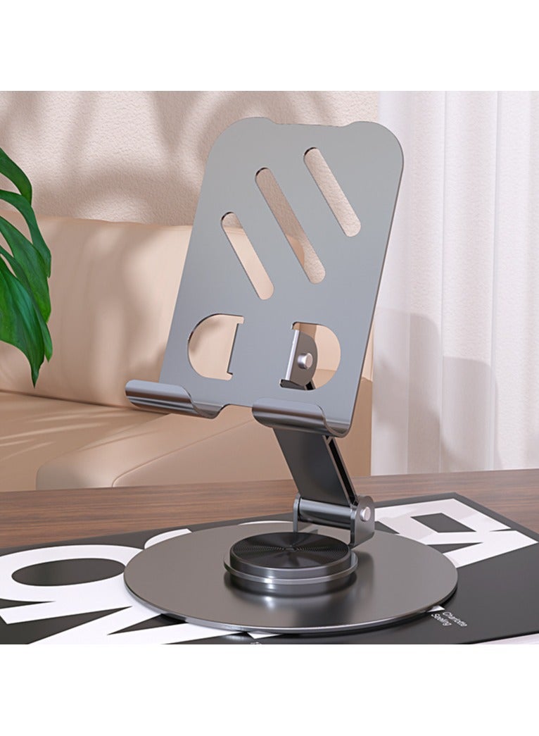 Metal Phone Holder Space Grey 360° Rotatable Desktop Phone Holder, Foldable and Adjustable Aluminum Metal Phone Holder, Compatible with iPhone 14/14 Plus/14 Pro/14 and other handheld tablets - Image 3