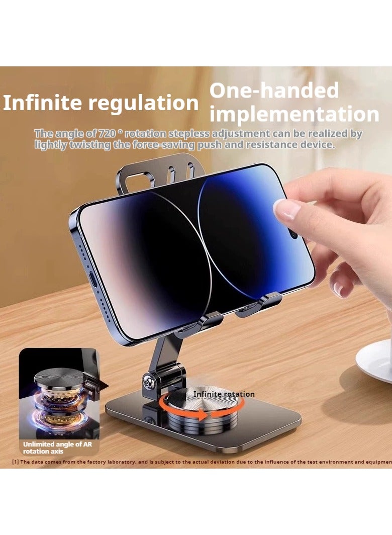 Metal Phone Holder Space Grey 360° Rotatable Desktop Phone Holder, Foldable and Adjustable Aluminum Metal Phone Holder, Compatible with iPhone 14/14 Plus/14 Pro/14 and other handheld tablets - Image 2