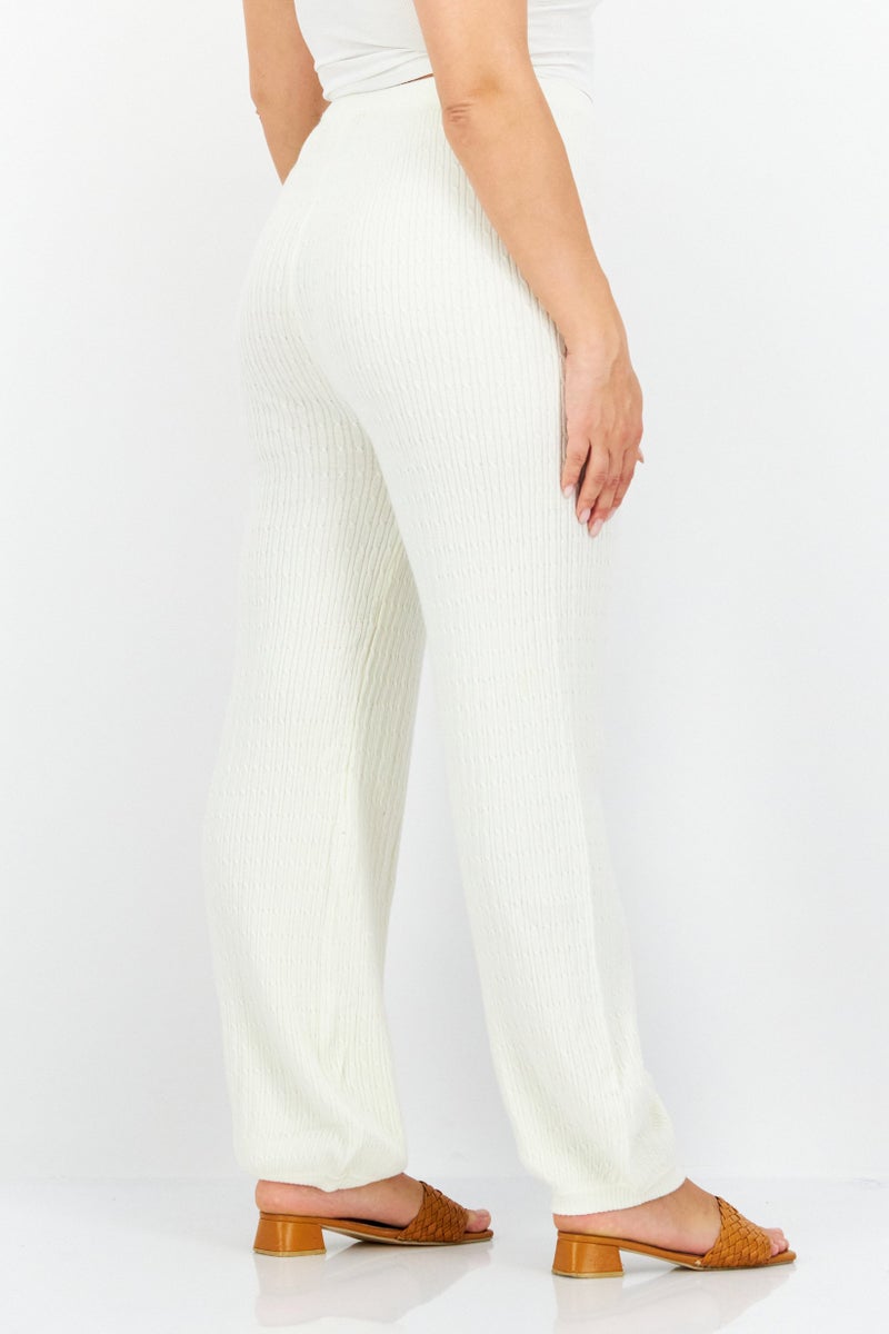 BB Dakota by Steve Madden Women Knitted Cable Jogger Pants, Ivory - Image 3