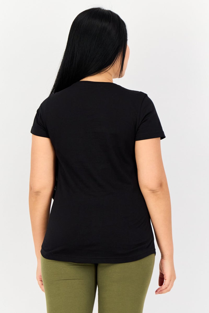 PUMA تي شيرت نسائي بقصة عادية بأكمام قصيرة، أسود - Image 4