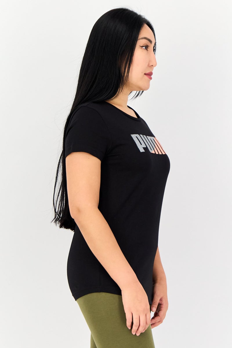 PUMA تي شيرت نسائي بقصة عادية بأكمام قصيرة، أسود - Image 2