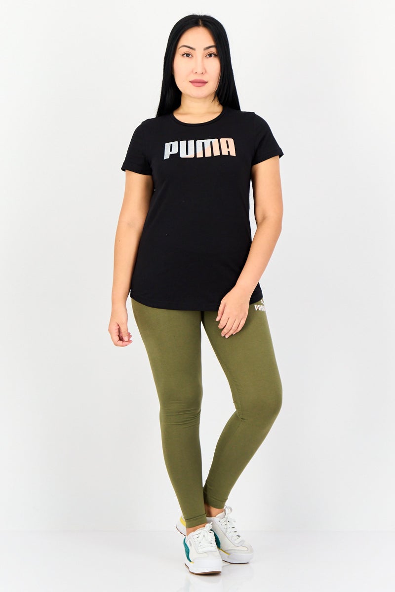 PUMA تي شيرت نسائي بقصة عادية بأكمام قصيرة، أسود - Image 3